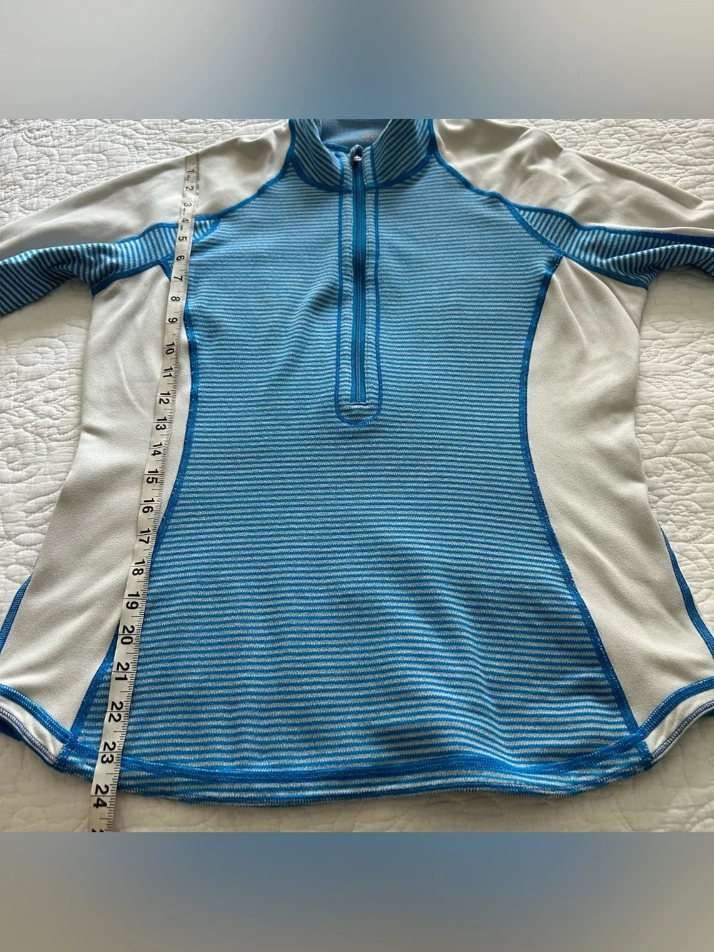 Lululemon Run U-Turn Half Zip Pullover Reversible Pique Blue Women’s Size 12 ?